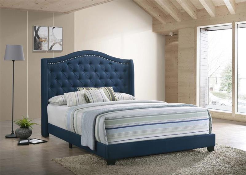 Sonoma Full Camel Headboard Bed with Nailhead Trim Blue (310071F)