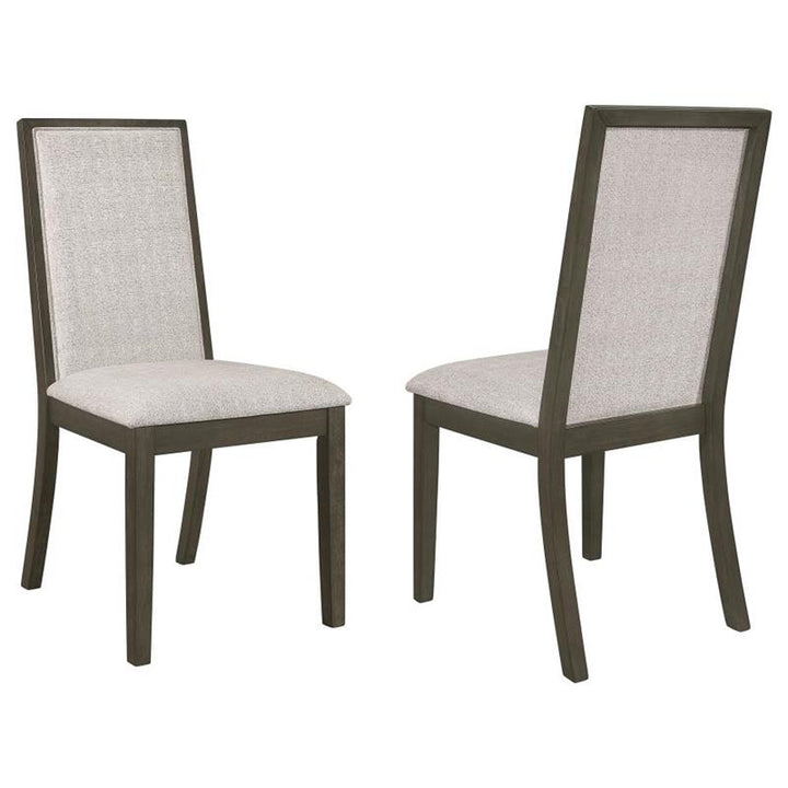 Kelly Upholstered Solid Back Dining Side Chair Beige and Dark Grey (Set of 2) (107962)