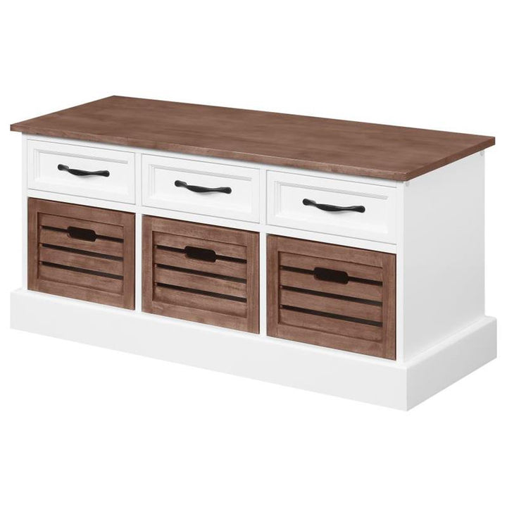 Alma 3-drawer Storage Bench Weathered Brown and White (911196)