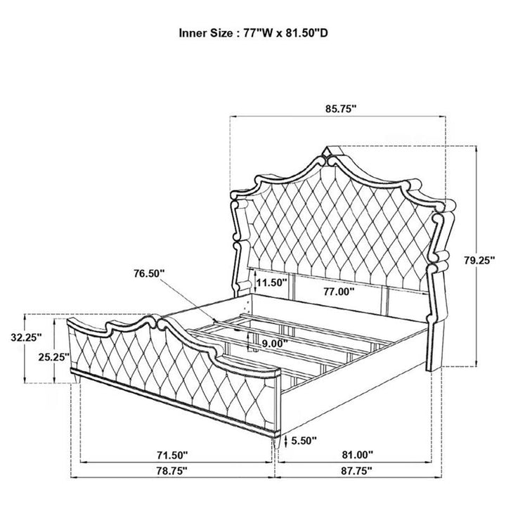 Antonella Upholstered Tufted Eastern King Bed Grey (223581KE)