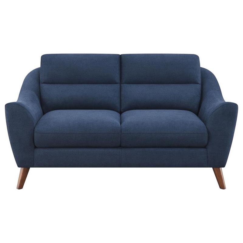 Gano Sloped Arm Upholstered Loveseat Navy Blue (509515)