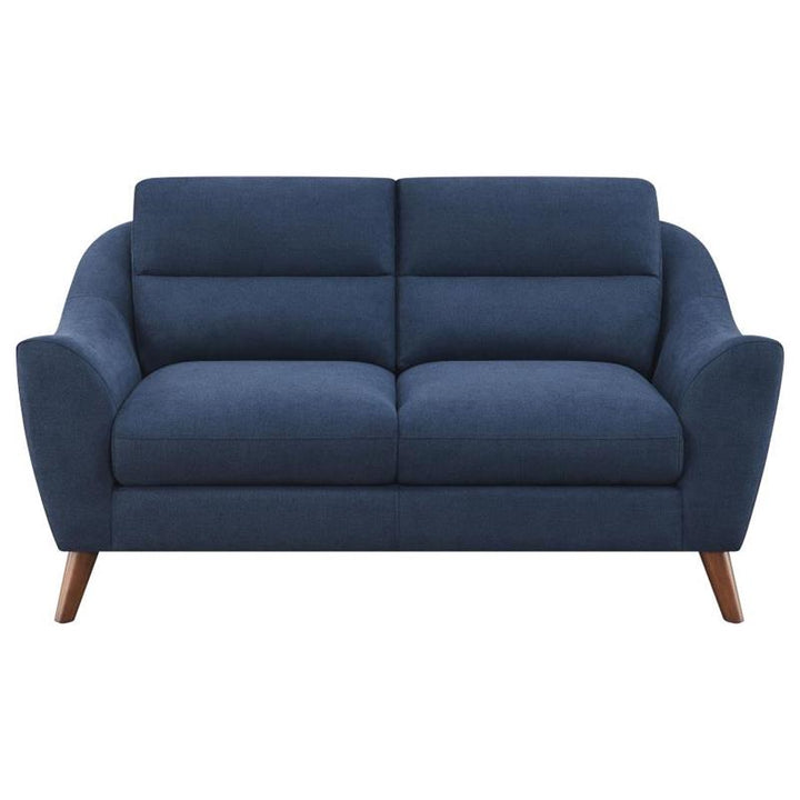 Gano Sloped Arm Upholstered Loveseat Navy Blue (509515)