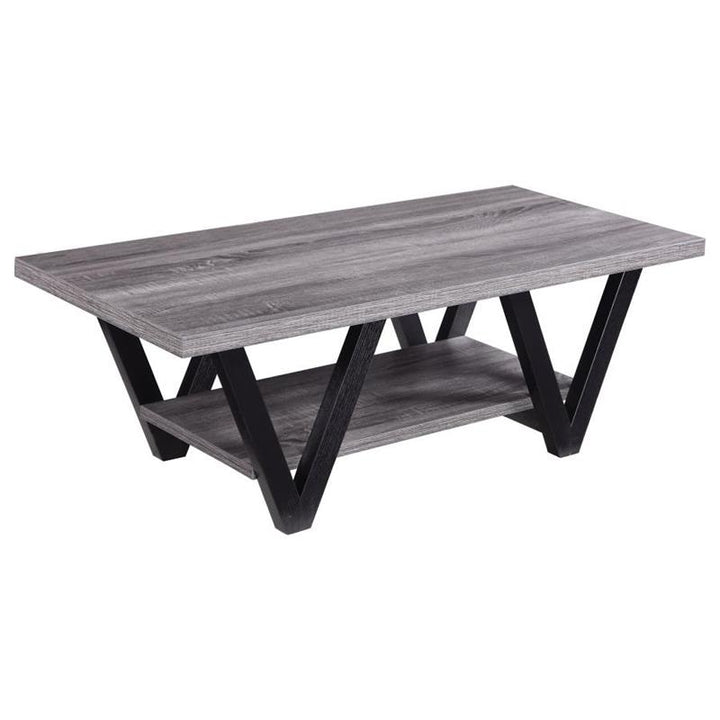 Stevens V-shaped Coffee Table Black and Antique Grey (705398)