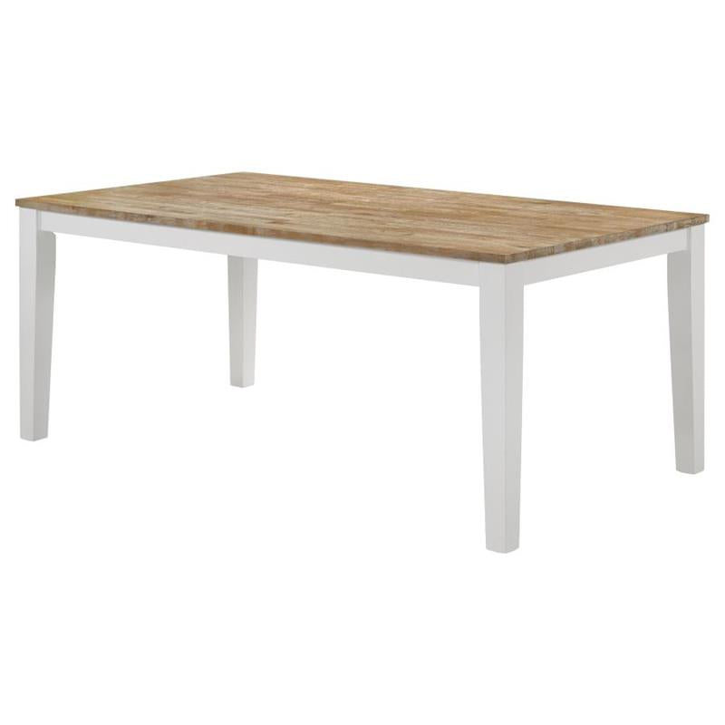 Hollis Rectangular Solid Wood Dining Table Brown and White (122241)