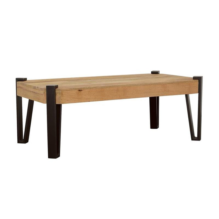 Winston Wooden Rectangular Top Coffee Table Natural and Matte Black (724118)