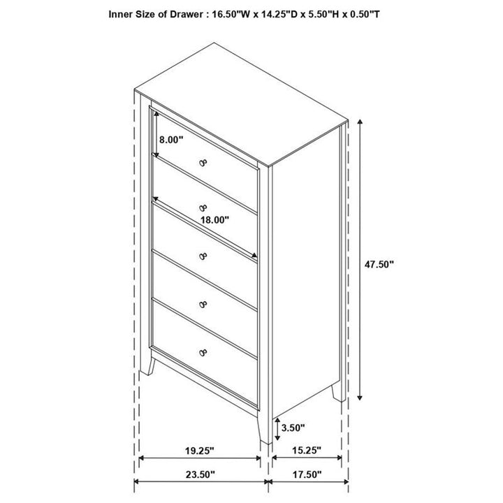 Selena 5-drawer Chest Cream White (400235)