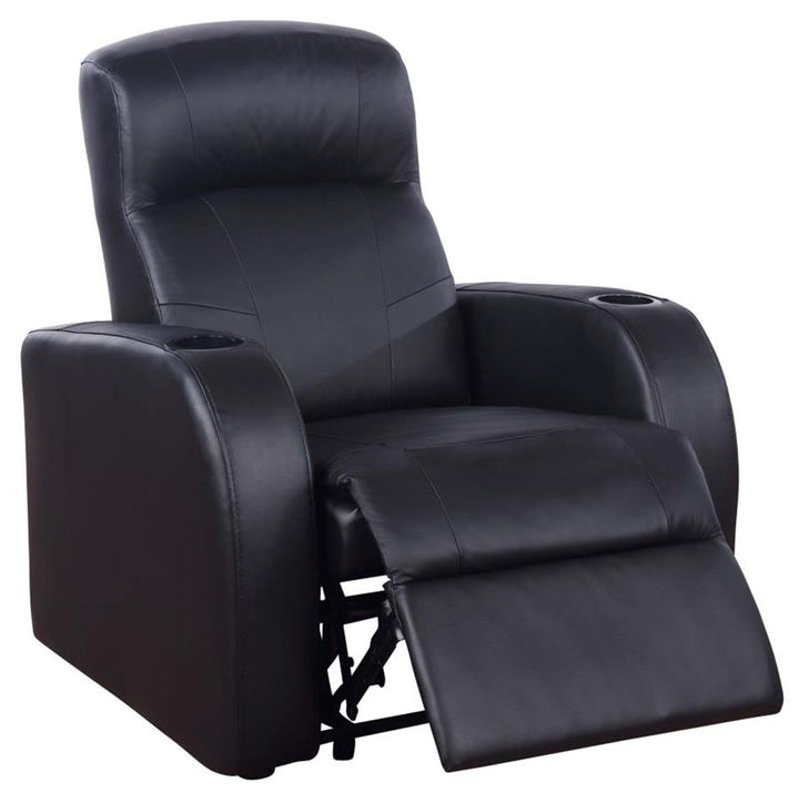 Cyrus Upholstered Recliner Living Room Set Black (600001-S4A)