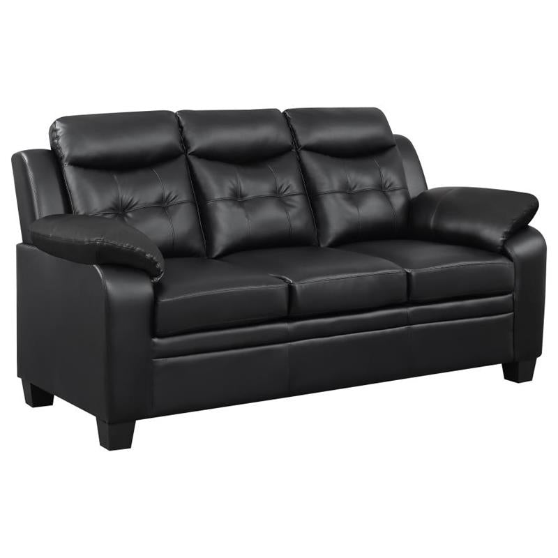 Finley Upholstered Pillow Top Arm Living Room Set Black (506551-S3)