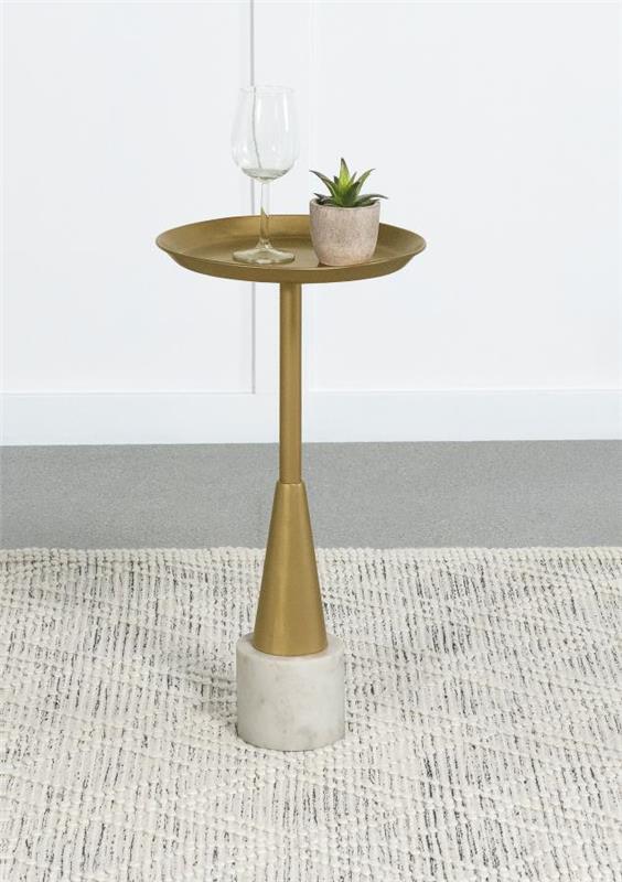 Alpine Round Metal Side Table White and Gold (936094)