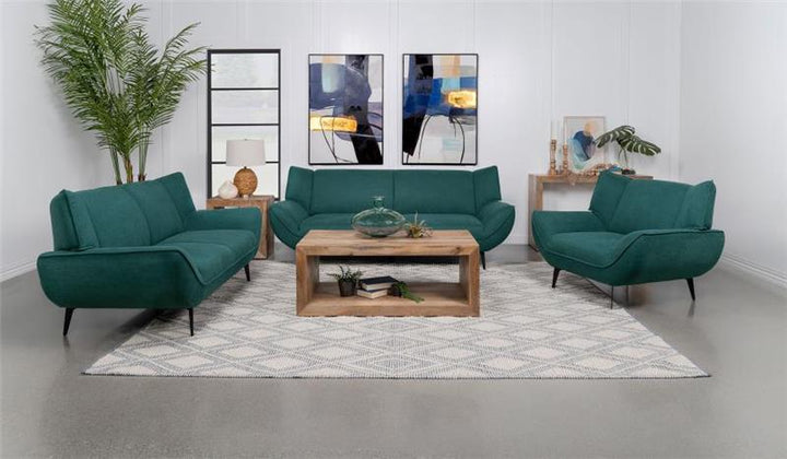 Acton 3-piece Upholstered Flared Arm Sofa Set Teal Blue (511161-S3)