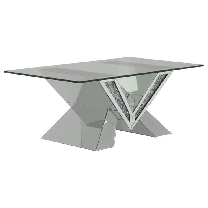 Taffeta V-shaped Coffee Table with Glass Top Silver (723448)