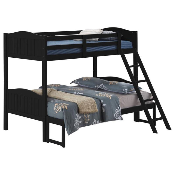 Arlo Twin Over Full Bunk Bed with Ladder Black (405054BLK)