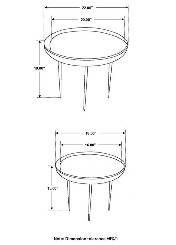 Nuala 2-piece Round Nesting Table with Tripod Tapered Legs Honey and Black (935984)