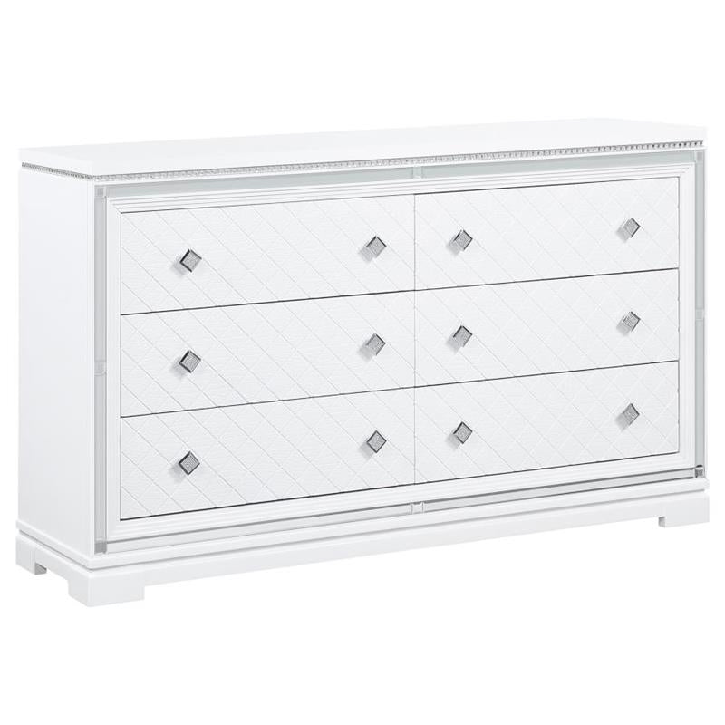 Eleanor Upholstered Tufted Bedroom Set White (223561KW-S5)