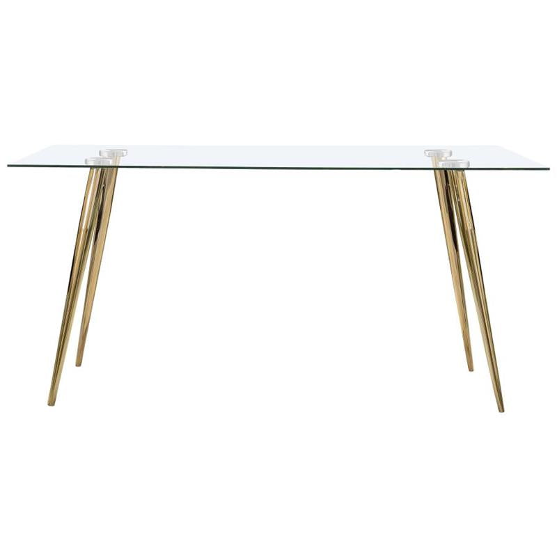 Gilman Rectangle Glass Top Dining Table (190621GLD)