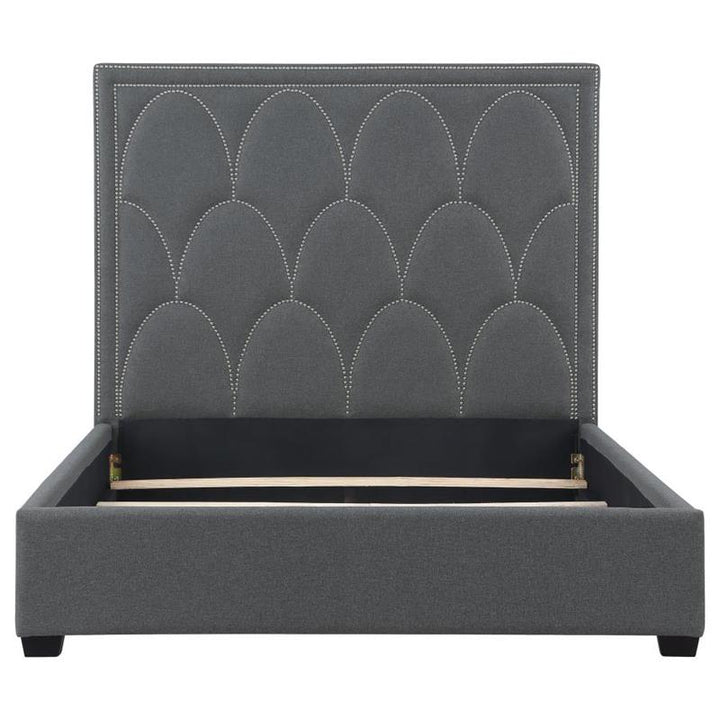 Bowfield Upholstered Bed with Nailhead Trim Charcoal (315900Q)
