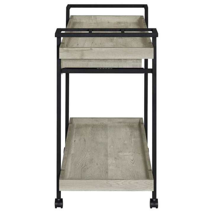 Ventura 2-tier Bar Cart with Storage Drawer Grey Driftwood (181005)