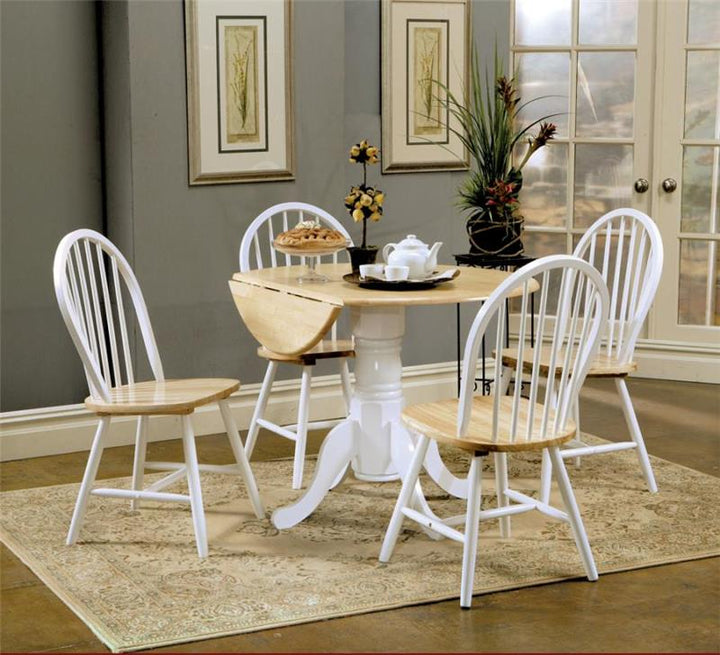 Allison Drop Leaf Round Dining Table Natural Brown and White (4241)