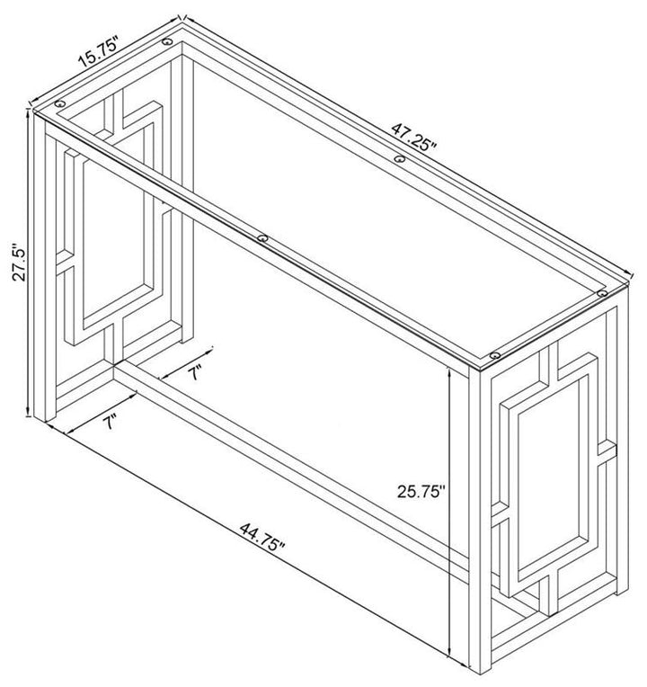 Merced Rectangle Glass Top Sofa Table Nickel (703739)