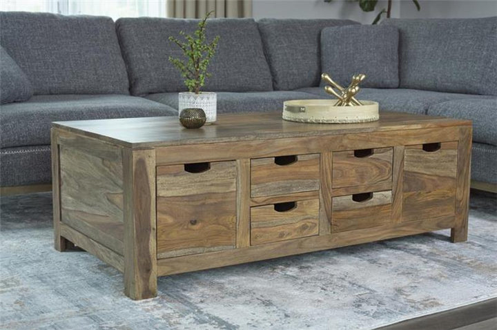 Esther 6-drawer Storage Coffee Table Natural Sheesham (723888)