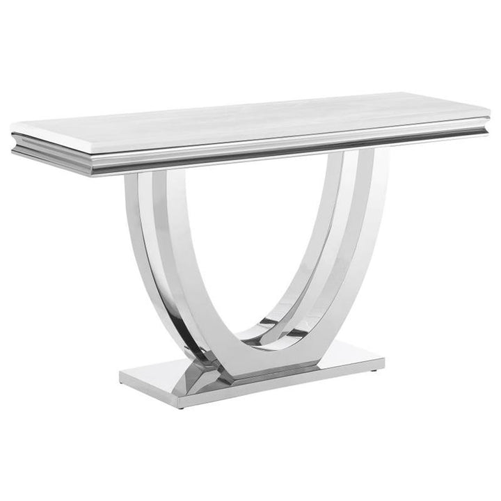 Kerwin U-base Rectangle Sofa Table White and Chrome (708539)