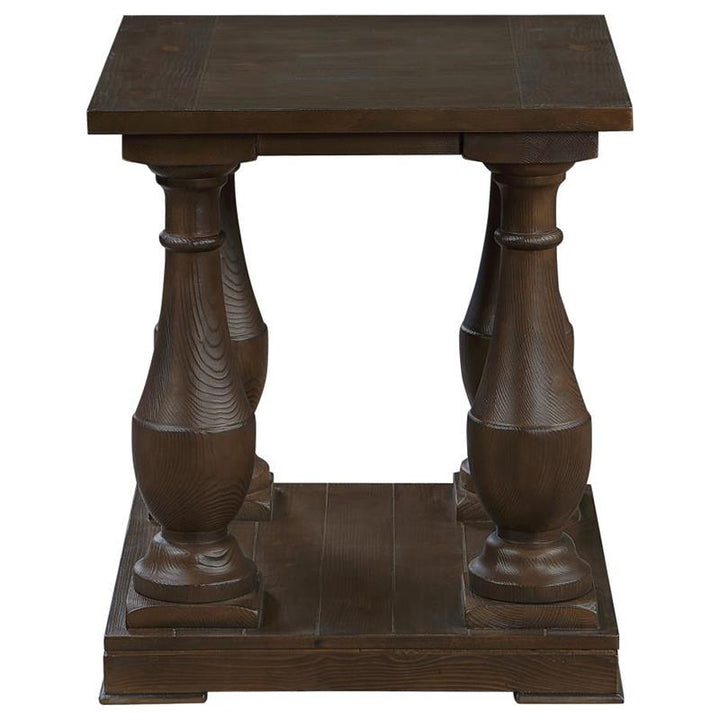 Walden Rectangular End Table with Turned Legs and Floor Shelf Coffee (753377)