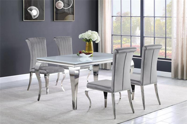 Carone 5-piece 61" Rectangular Dining Set Grey and Chrome (115091-S5G)