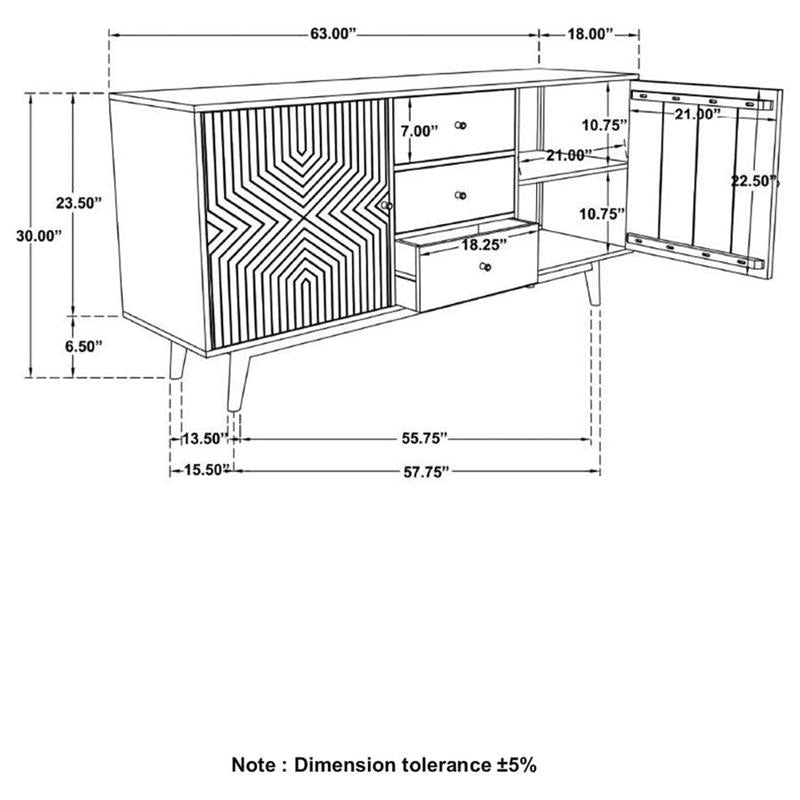 Partridge Rectangular 2-door Server Natural Sheesham and Black (110575)