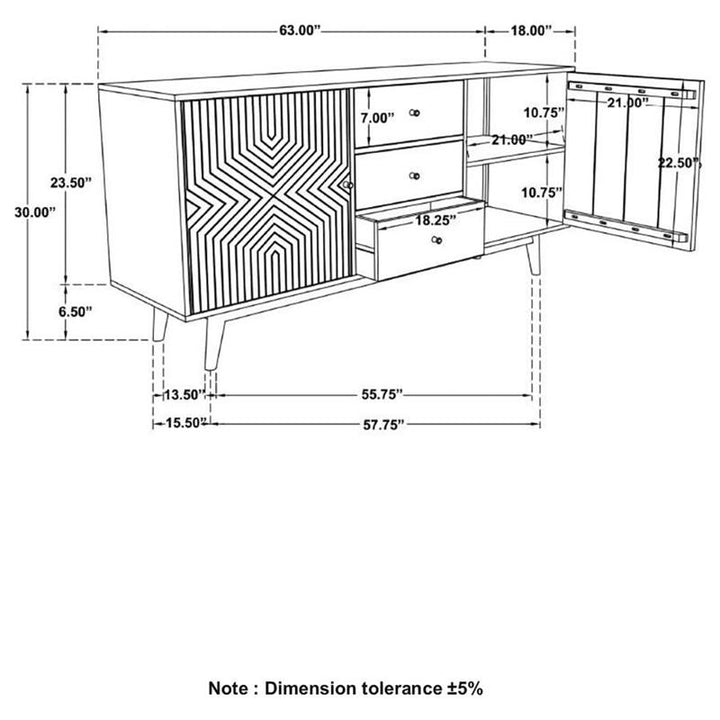 Partridge Rectangular 2-door Server Natural Sheesham and Black (110575)