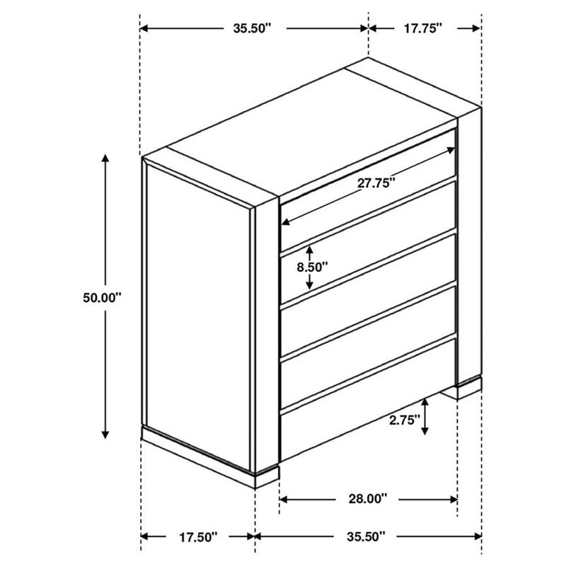 Lorenzo 5-drawer Chest Dark Grey (224265)