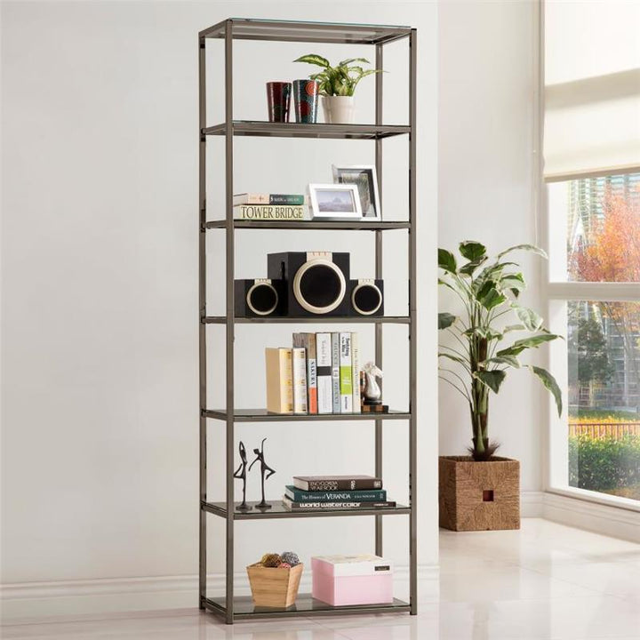 Kate 6-shelf Bookcase Black Nickel (801017)