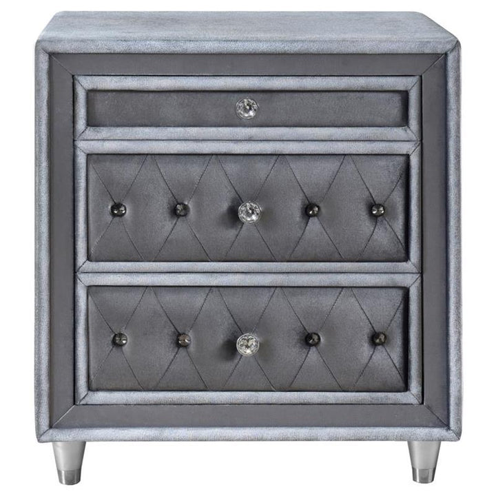 Antonella 3-drawer Upholstered Nightstand Grey (223582)