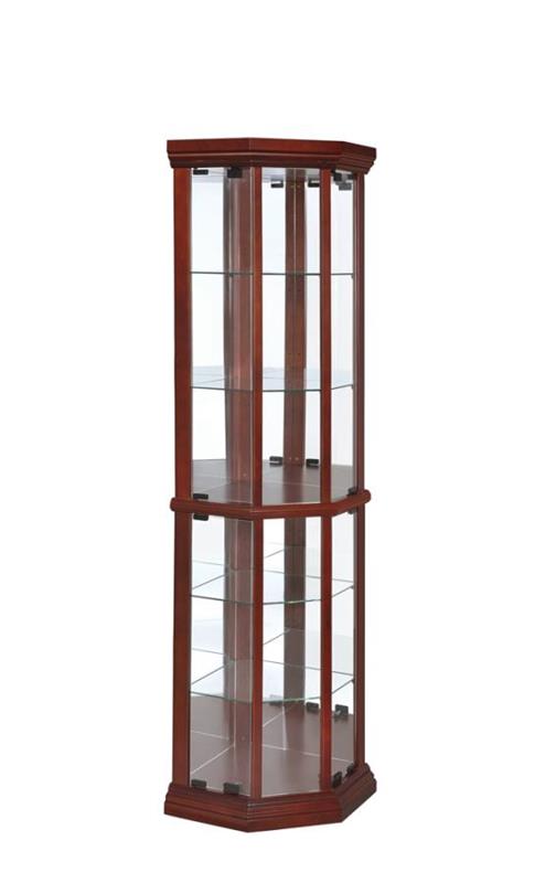 Appledale 6-shelf Corner Curio Cabinet Medium Brown (3393)