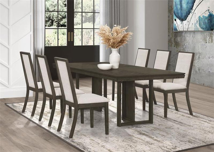 Kelly 7-piece Rectangular Dining Table Set Beige and Dark Grey (107961-S7)