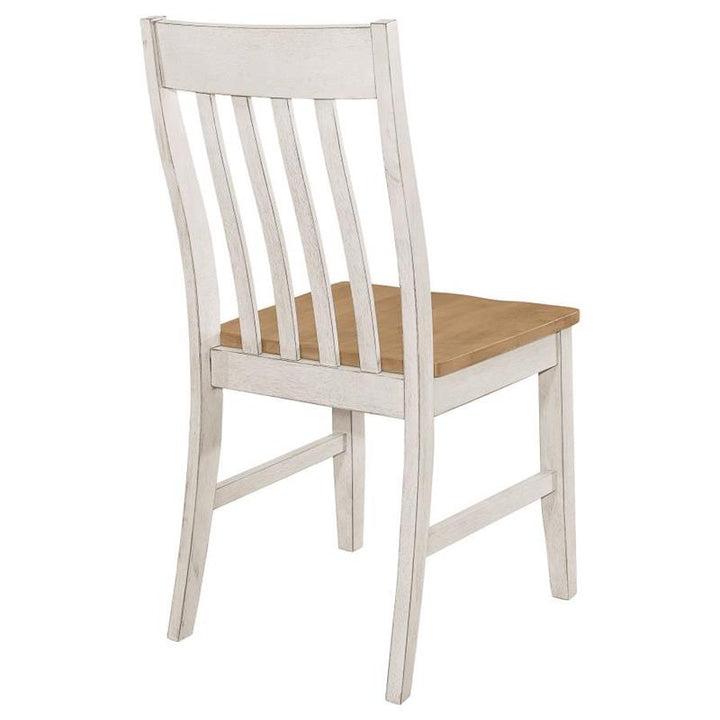 Kirby Slat Back Side Chair (Set of 2) Natural and Rustic Off White (192692)