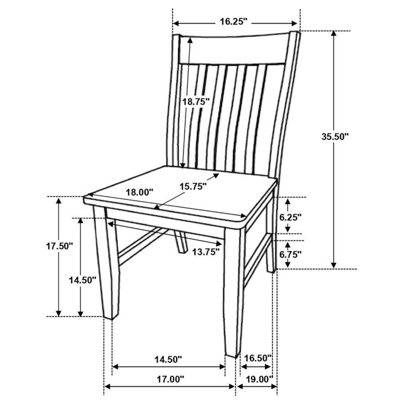 Kirby Slat Back Side Chair (Set of 2) Natural and Rustic Off White (192692)