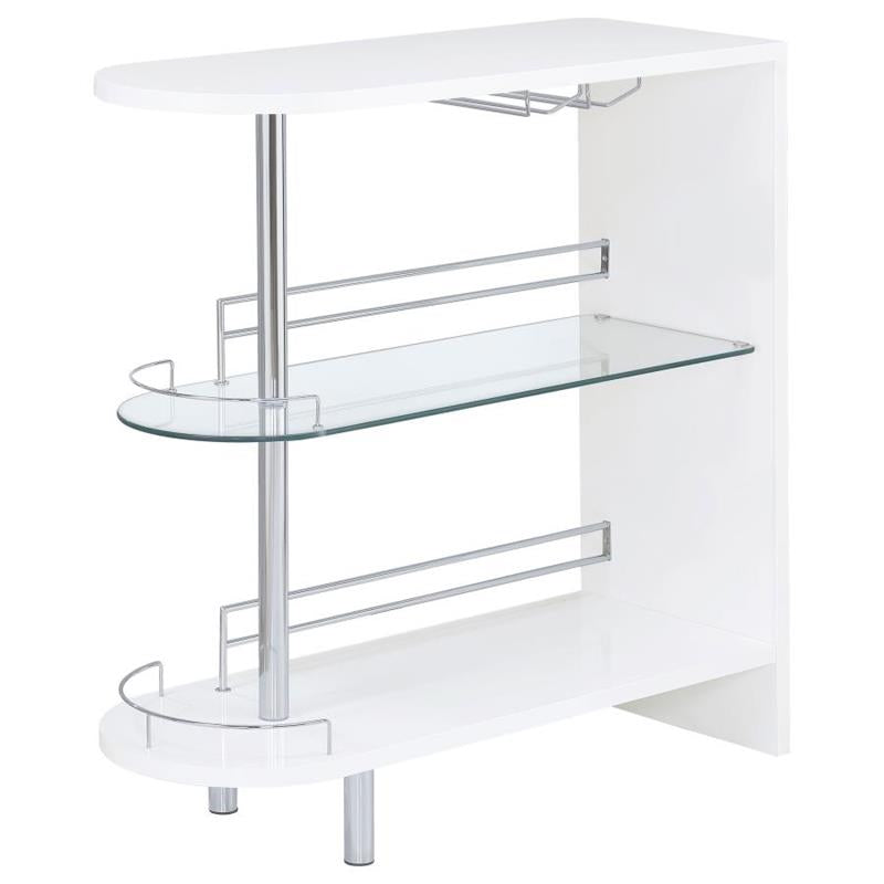 Adolfo 3-tier Bar Table Glossy White and Clear (101064)