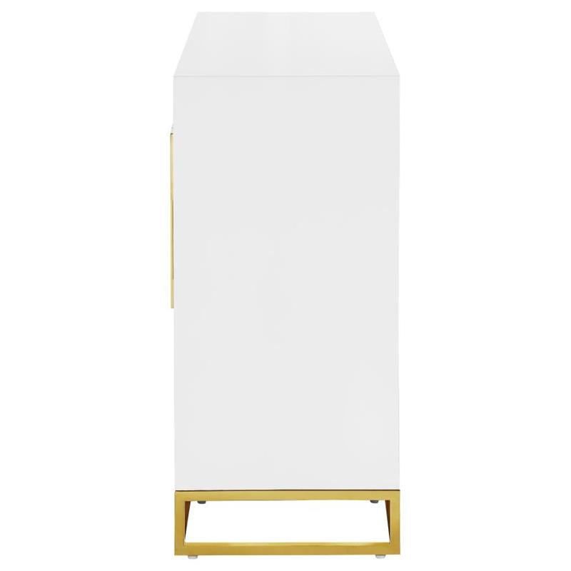 Elsa 2-door Accent Cabinet with Adjustable Shelves White and Gold (959594)