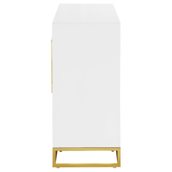 Elsa 2-door Accent Cabinet with Adjustable Shelves White and Gold (959594)