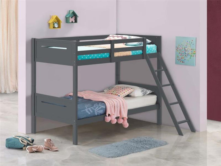 Littleton Twin Over Twin Bunk Bed Grey (405051GRY)