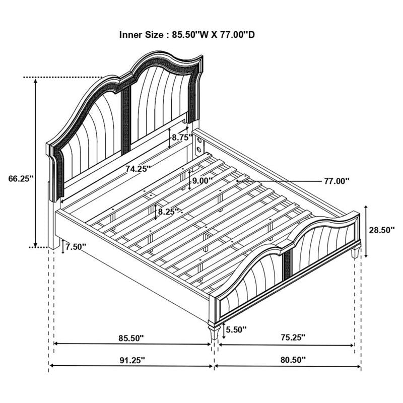 Evangeline Tufted Upholstered Platform California King Bed Ivory and Silver Oak (223391KW)