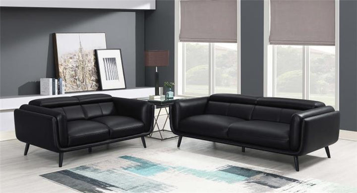 Shania 2-piece Track Arms Living Room Set Black (509921-S2)