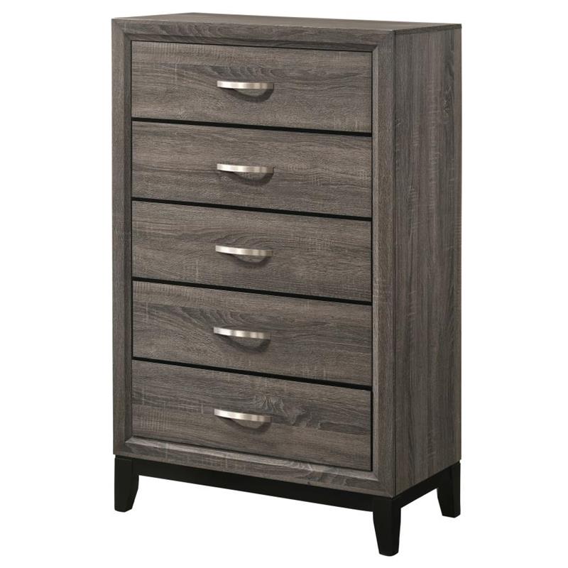 Watson 5-drawer Chest Grey Oak and Black (212425)