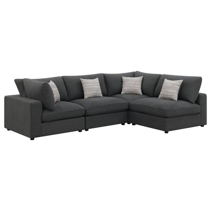 Serene 4-piece Upholstered Modular Sectional Charcoal (551324-SETA)