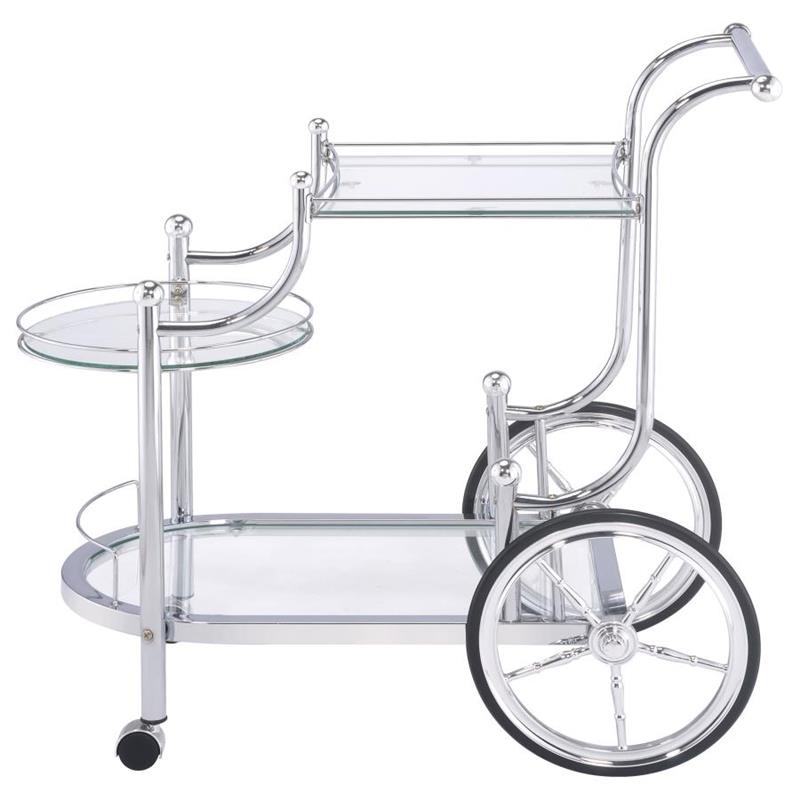 Sarandon 3-tier Serving Cart Chrome and Clear (910076)