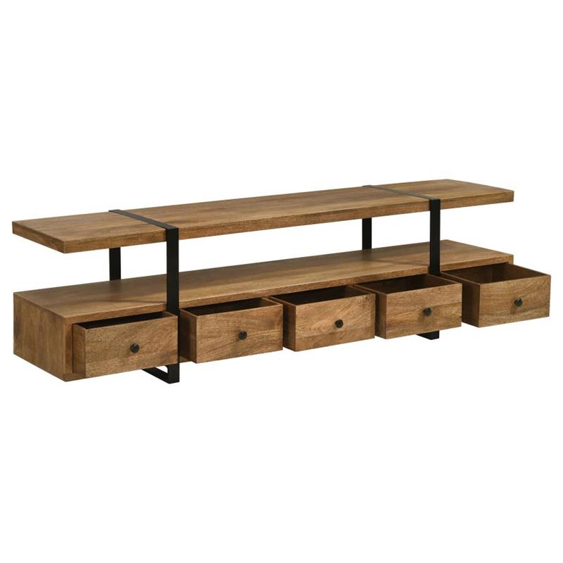 Otto 4-drawer Solid Wood 70" TV Stand Brown and Gunmetal (703243)