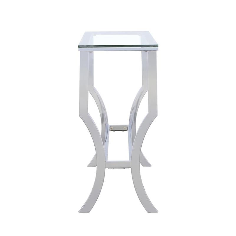 Saide Rectangular Sofa Table with Mirrored Shelf Chrome (720339)