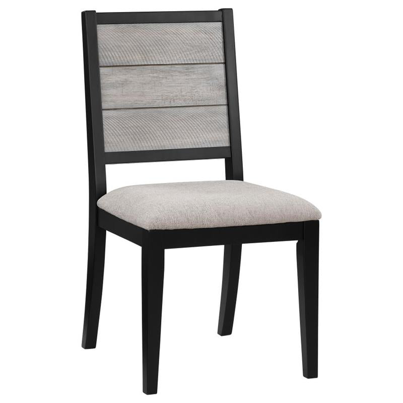 Elodie Upholstered Padded Seat Dining Side Chair Dove Grey and Black (Set of 2) (121222)