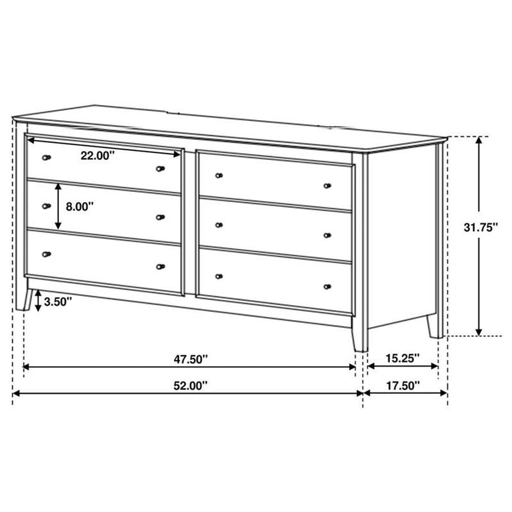 Selena 6-drawer Dresser Cream White (400233)