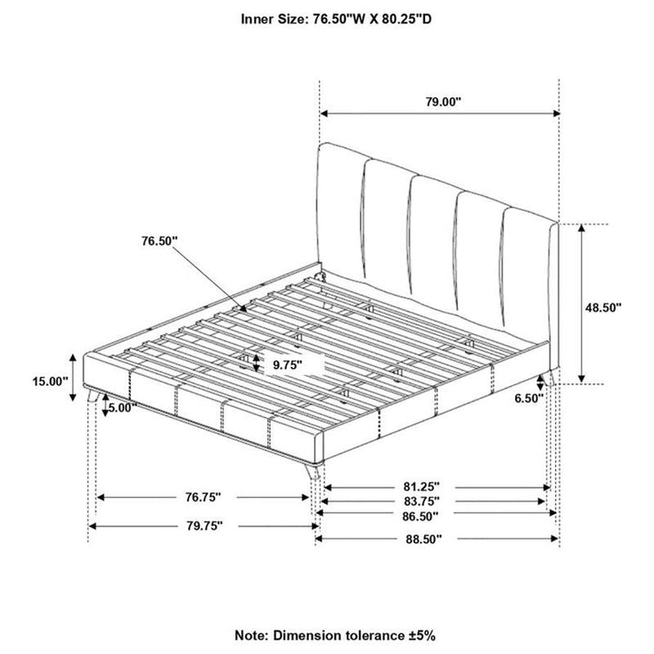 Charity Eastern King Upholstered Bed Blue (300626KE)